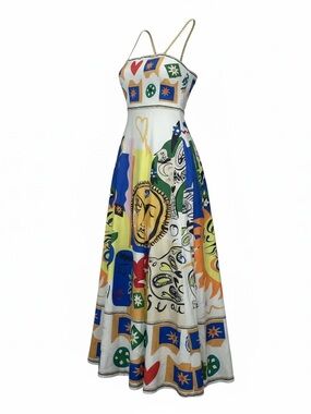 Graphic Maxi Dress with Sun & Icon Print